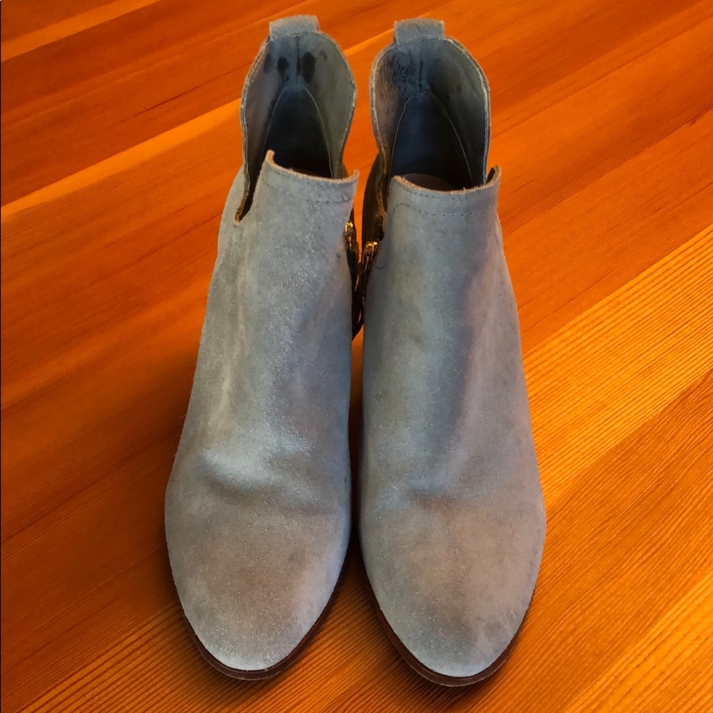 Charlotte Stone Grey/Blue Suede Zip Up Bootie Sz. 10